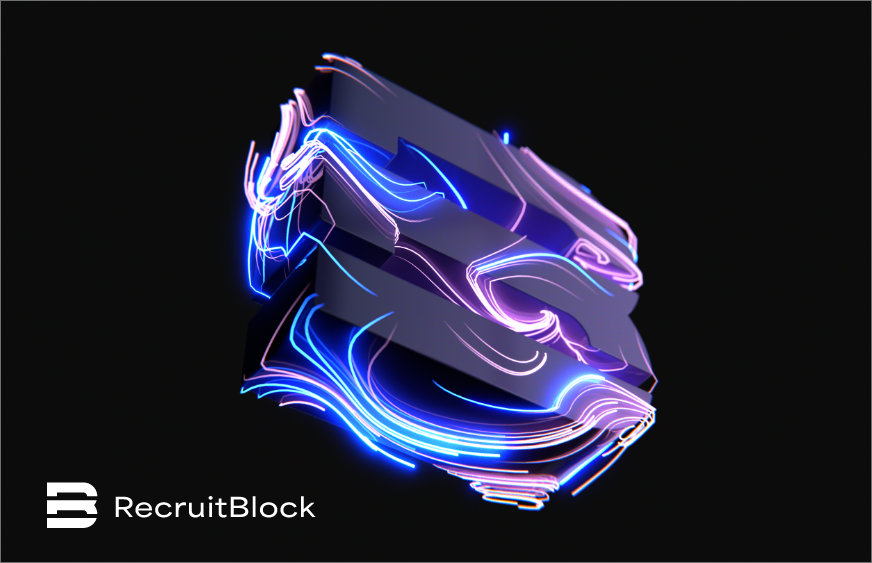 RecruitBlock Logo – Leading executive search agency for crypto, blockchain, and Web3 talent recruitment.