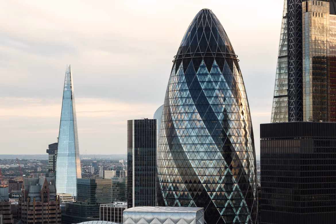 City of London skyline representing finance recruitment and fintech hiring surge in 2025